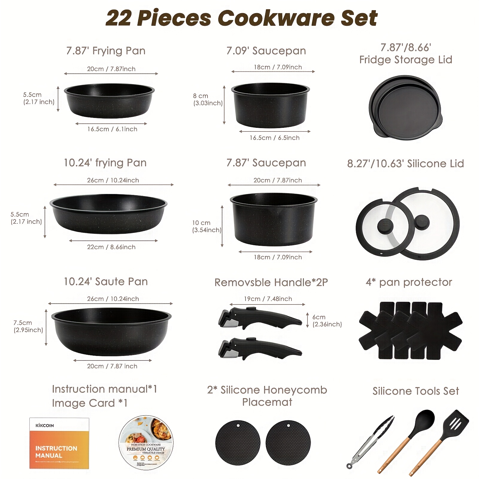 22PCSDeluxe Non-Stick Cookware - Meal Prep For A Day recension och pris