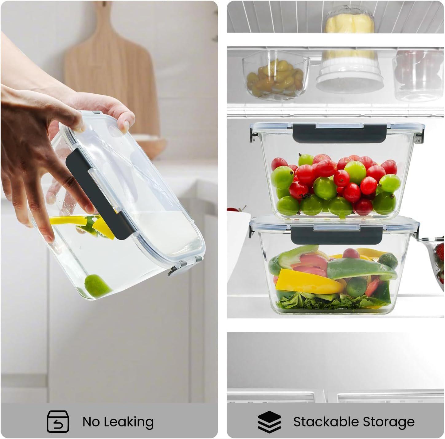 Large Glass Storage Containers - Meal Prep With Chicken recension och pris