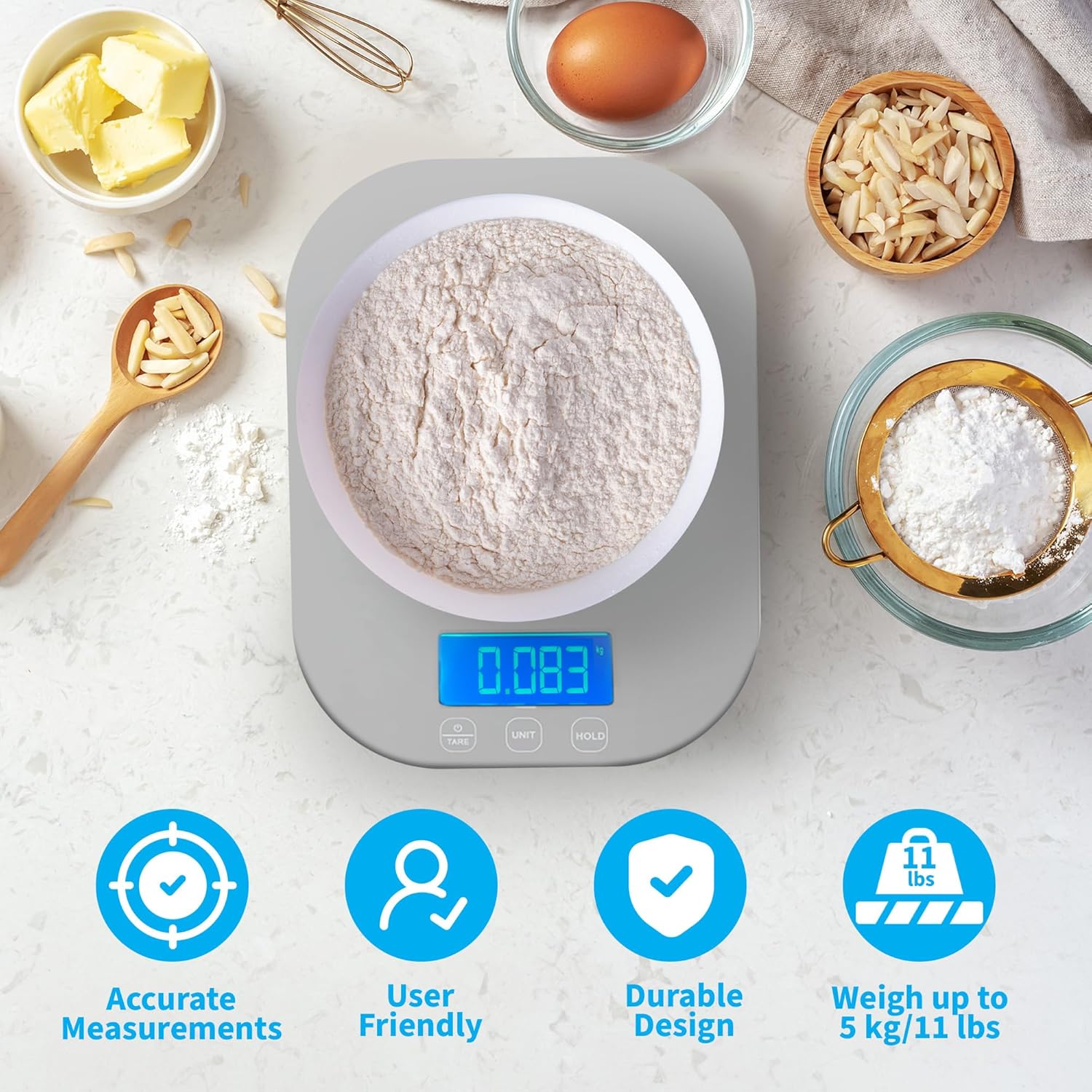 Gray Digital Kitchen Scale for - Meal Prep Weight Loss recension och pris